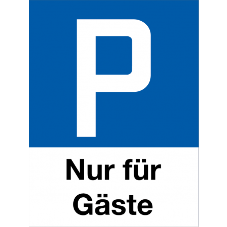 Parkplatzschild P Nur für Gäste, Hochformat